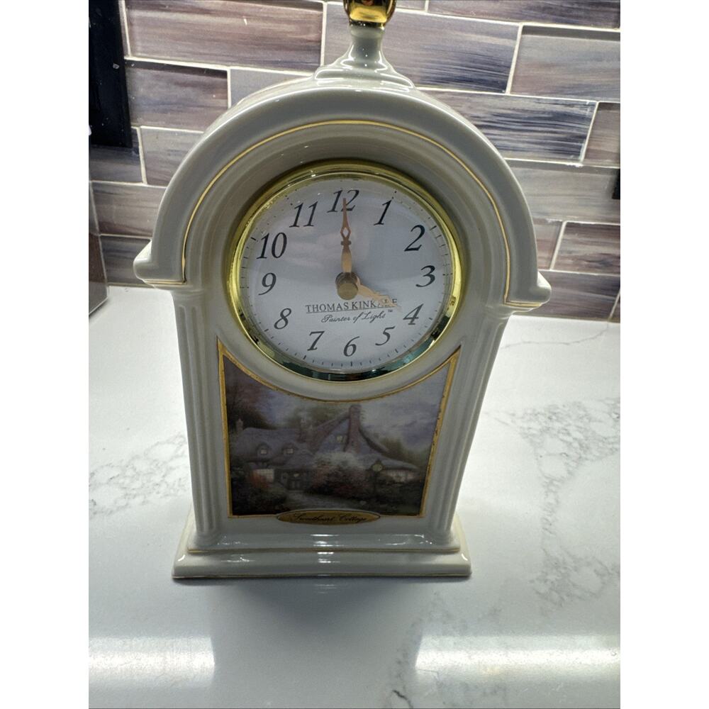 Thomas Kinkade Sweetheart Cottage Porcelain Mantle Clock 2004 Tested Works